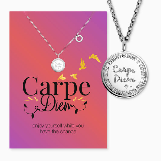 Grußkarte Carpe Diem mit Halskette Edelstahl Silber