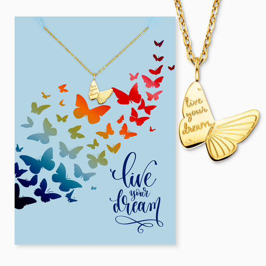 Grußkarte Dream mit Halskette Edelstahl Gold