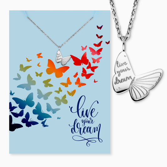 Greeting card Dream with necklace stainless steel silver