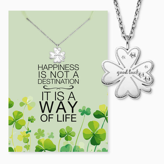 Grußkarte Happiness mit Halskette Edelstahl Silber