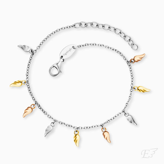 Engelsrufer silver bracelet with flying wings in tricolor