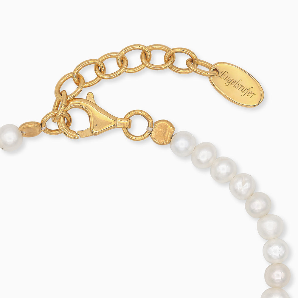 Engelsrufer Armband Echtsilber mit Feder und Perlen gold platiert