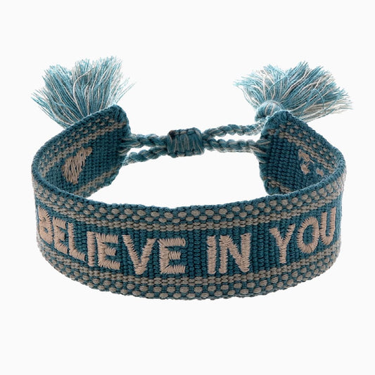 Engelsrufer women's fabric bracelet with embroidery BELIEVE IN YOU
