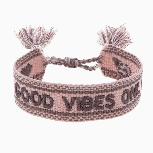 Engelsrufer women's fabric bracelet with embroidery GOOD VIBES ONLY