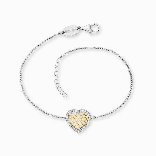 Engelsrufer bracelet heart flower of life pendant silver and gold