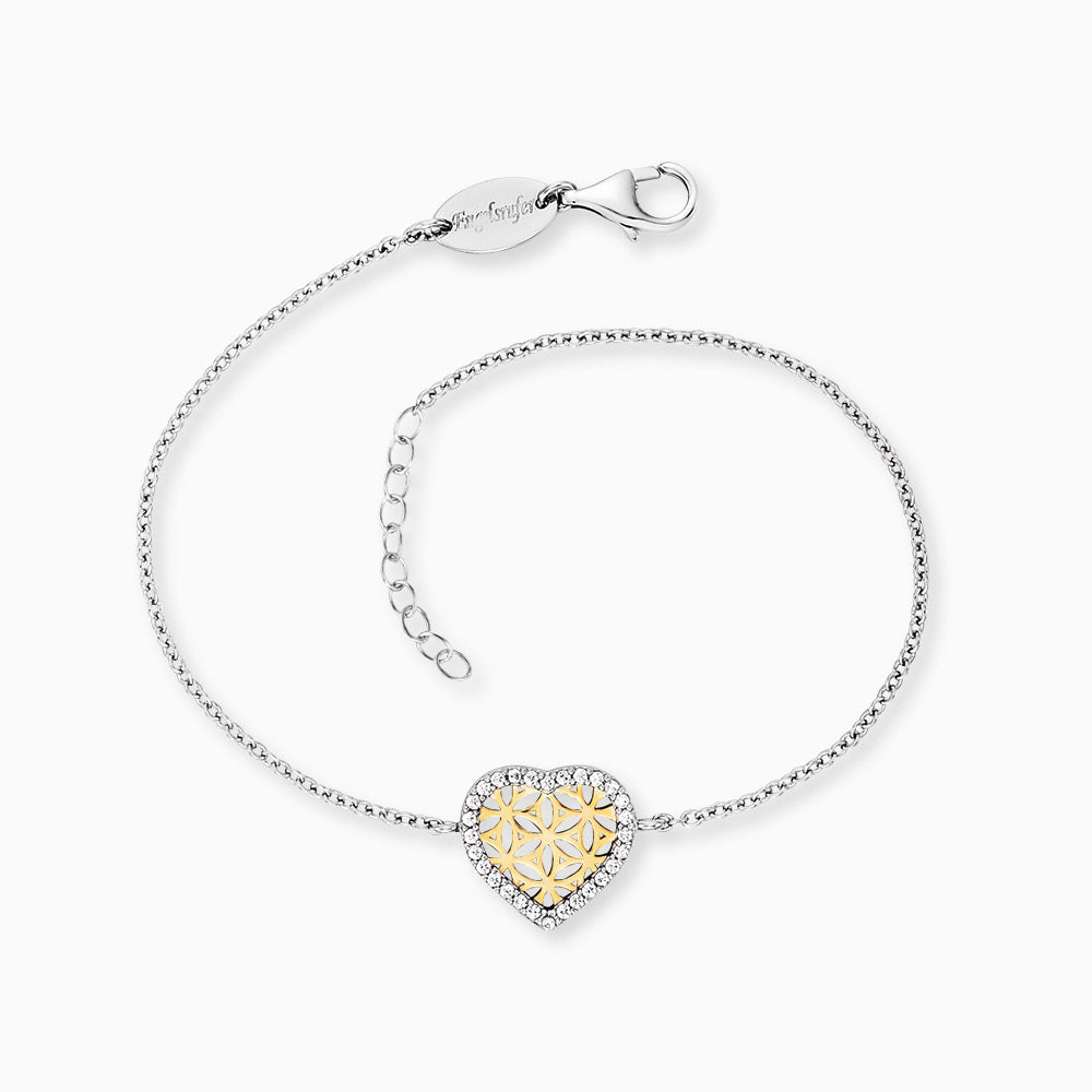 Engelsrufer "Life Flower & Heart" - Bracelet & Earrings in Silver and Gold