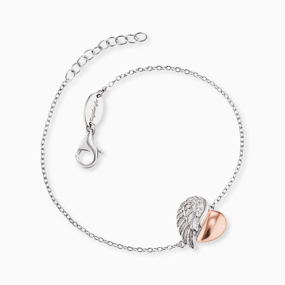 Engelsrufer bracelet silver symbol heart wings bicolor with zirconia