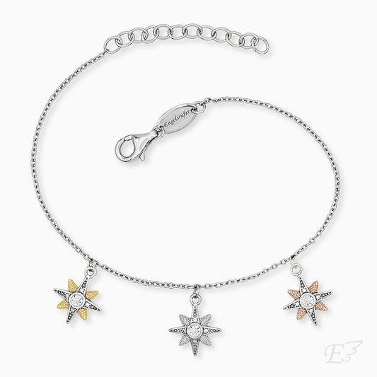 Engelsrufer silver bracelet star tricolor with zirconia stones