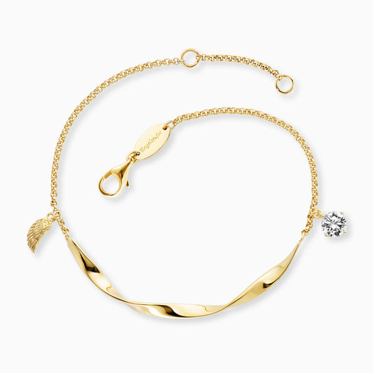 Engelsrufer women's bracelet Twist with small wing and gold zirconia stone