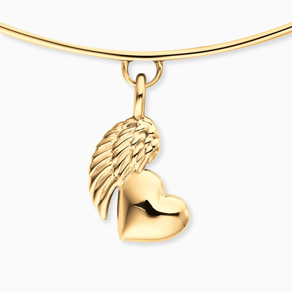 Engelsrufer bangle with heart wing pendant - silver / gold