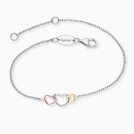 Armband 925er Silber Herz Tricolor