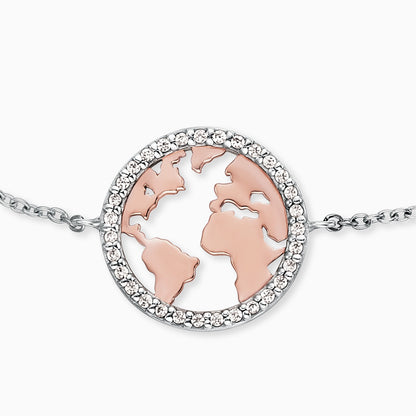 Engelsrufer Damen-Armband silber und rosegold Welt mit Zirkoniasteinen