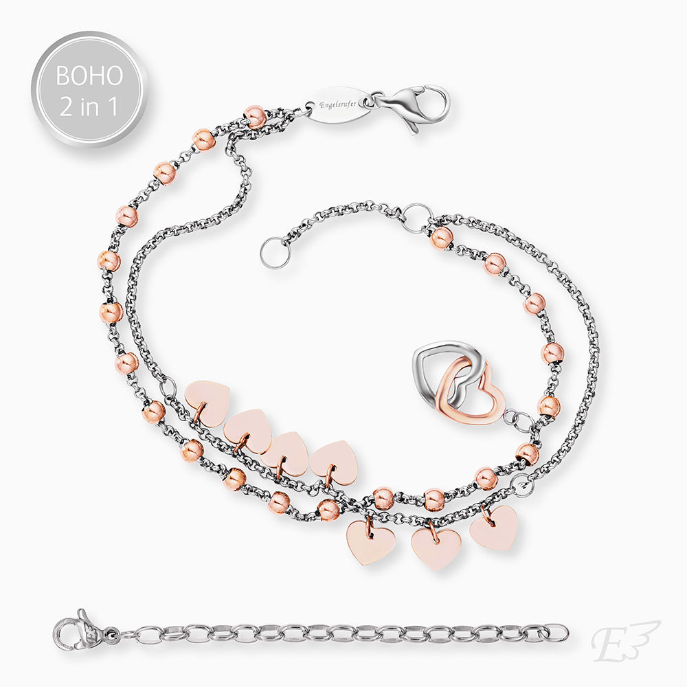 Engelsrufer Duo 2 in 1: Bracelet anklet BOHO hearts bicolor