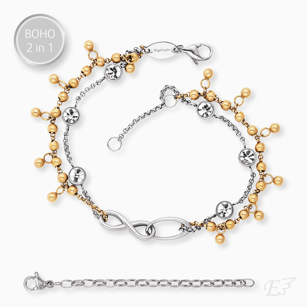 Engelsrufer Duo 2 in 1: Bracelet anklet BOHO Infinity Bicolor