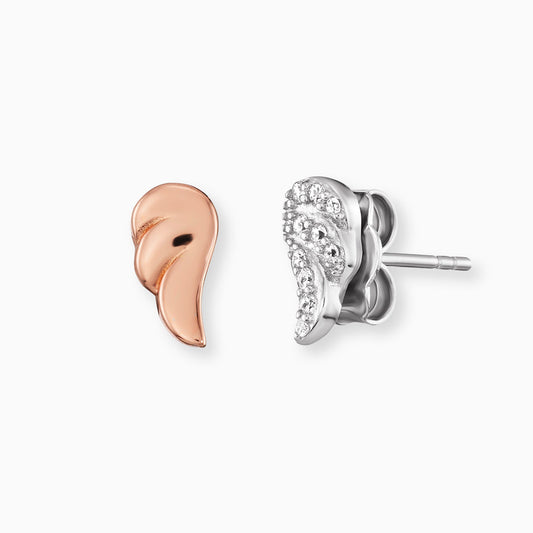 Engelsrufer wing stud earrings women's silver bicolor