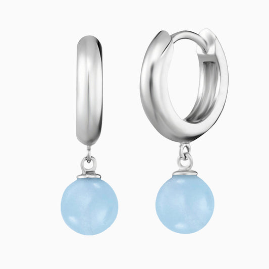 Engelsrufer women's hoop earrings silver with blue agate pearl