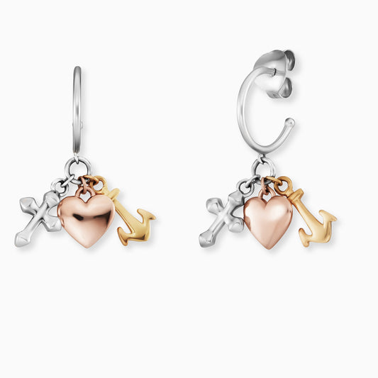 Engelsrufer women's hoop earrings silver Glauber, love, hope, multi-colored