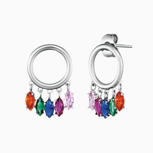 Engelsrufer women's silver stud earrings with colorful movable zirconia