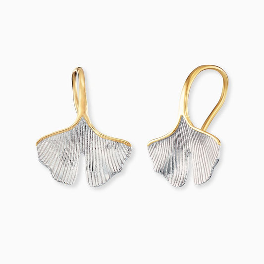 Engelsrufer earrings ginkgo leaf bicolor silver