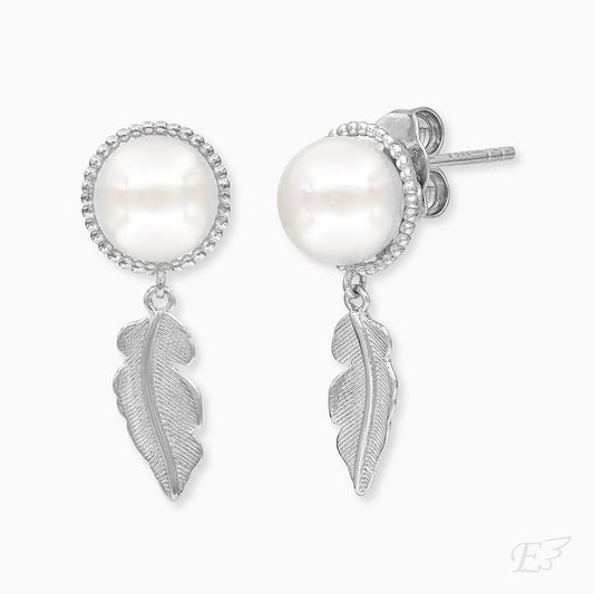 Engelsrufer women's earring sterling silver feather and pearls