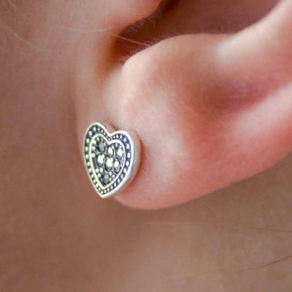 Engelsrufer ear studs silver heart symbol with marcasite