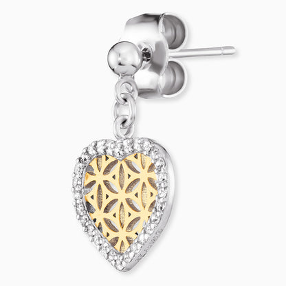 Engelsrufer earrings flower of life in heart shape silver and gold