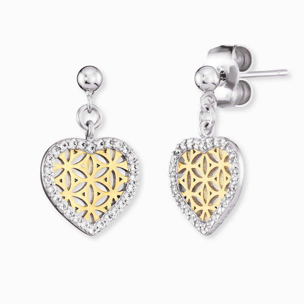 Engelsrufer "Life Flower & Heart" - Bracelet & Earrings in Silver and Gold