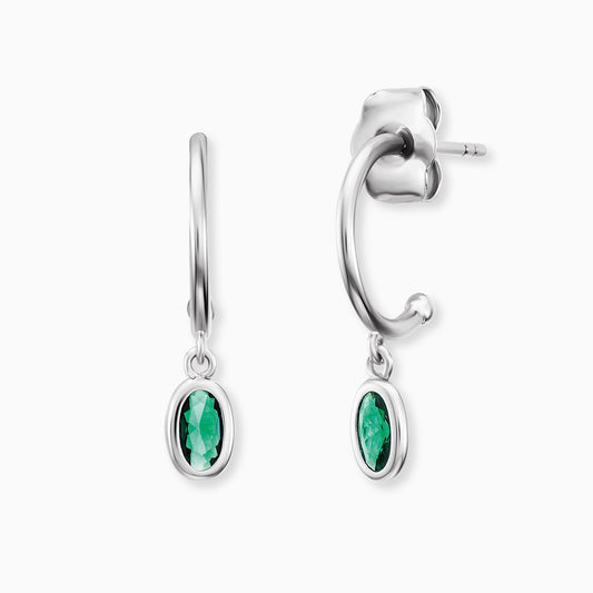 Engelsrufer women's hoop earrings silver with green zirconia