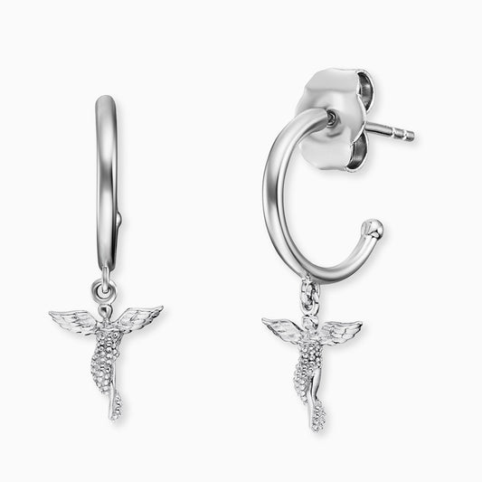 Engelsrufer women's hoop earrings silver guardian angel