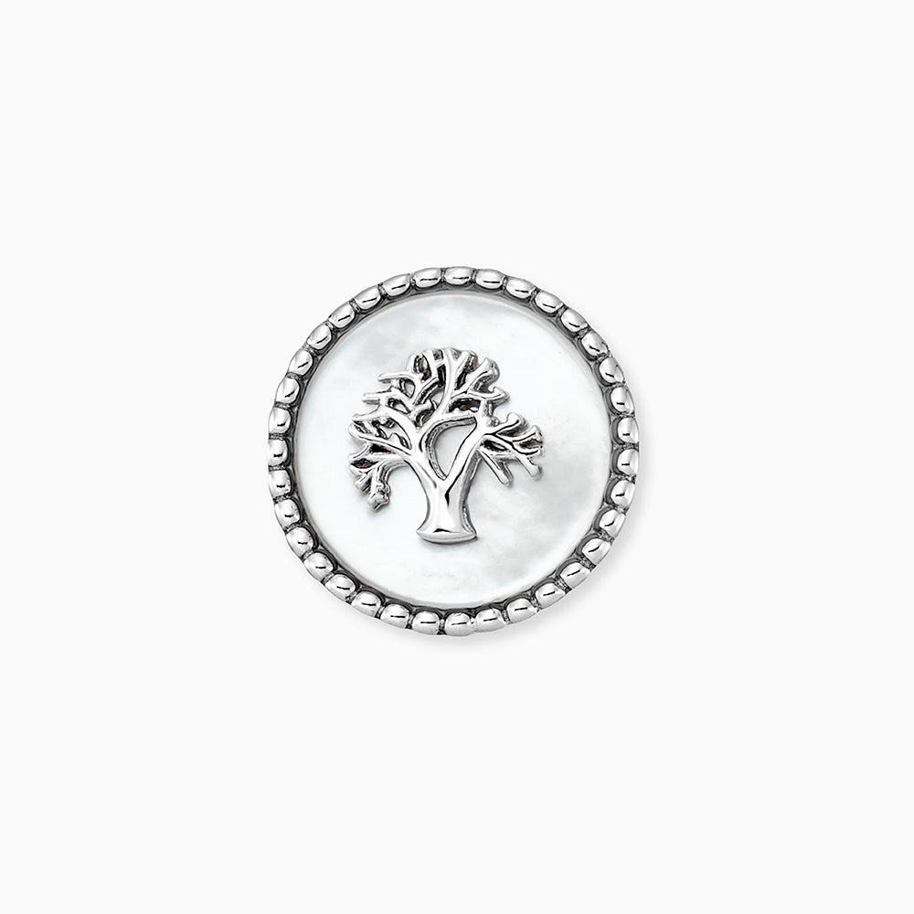 Engelsrufer earrings for women in silver with tree of life on white mother-of-pearl