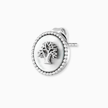 Engelsrufer earrings for women in silver with tree of life on white mother-of-pearl
