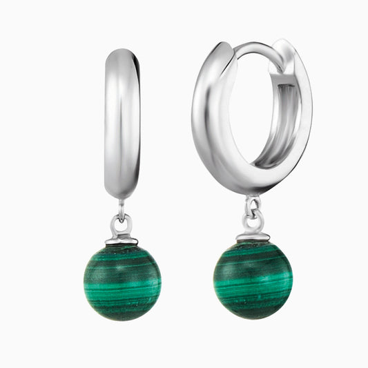 Engelsrufer women's hoop earrings silver with a malachite pearl