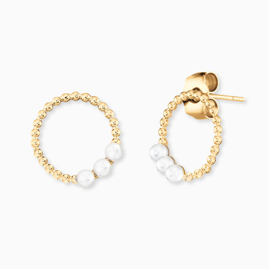Engelsrufer earrings hoop look gold with three pearls