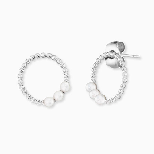Engelsrufer women's silver hoop earrings look with pearls