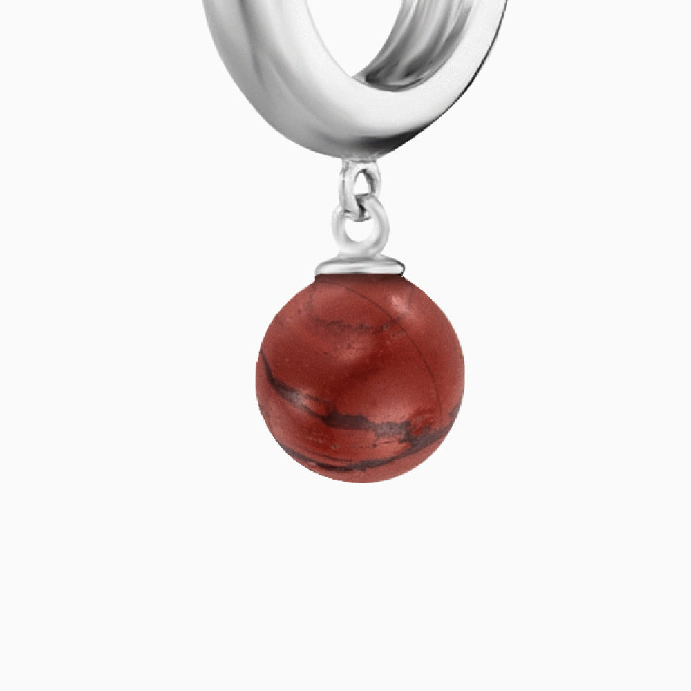 Engelsrufer women's silver hoop earrings with red jasper pearl
