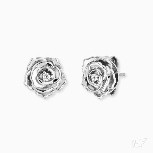 Ohrstecker 925er Silber Rose mit Zirkonia