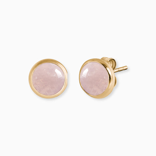 Engelsrufer women's silver gold plated stud earrings with rose quartz