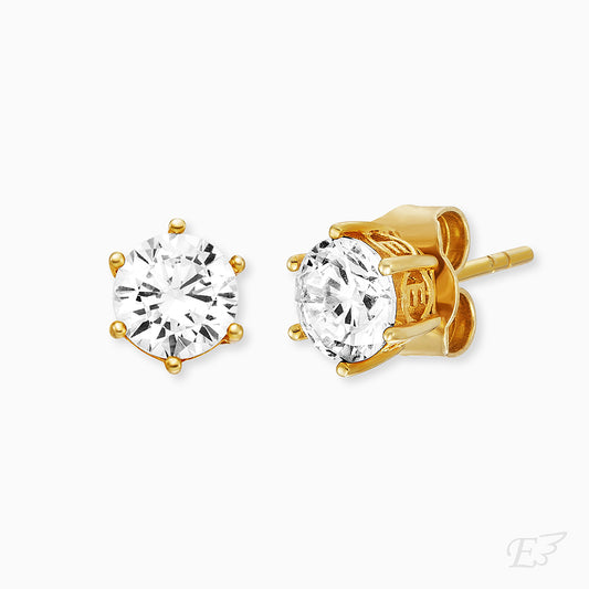 Engelsrufer zirconia stud earrings shiny real silver 18K gold-plated 4mm