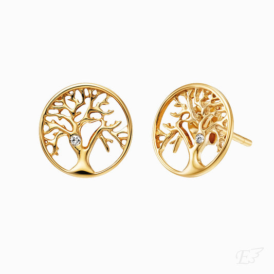 Engelsrufer women's tree of life stud earrings in real gold and diamond