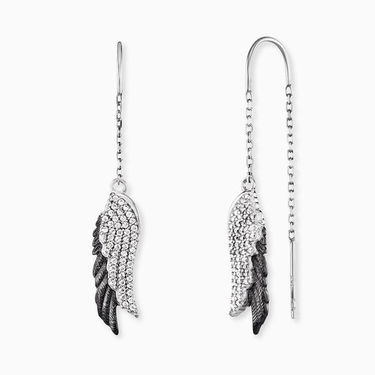 Engelsrufer women's earrings wings black and white with zirconia
