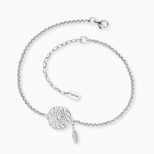 Engelsrufer stainless steel anklet dream catcher and feather pendant
