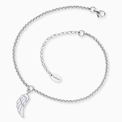 Engelsrufer Anklet Stainless Steel Pendant Wings Silver with Enamel