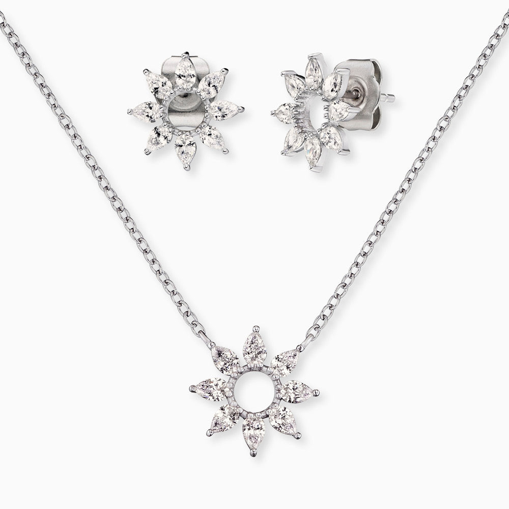 Set 2 flower silver with zirconia