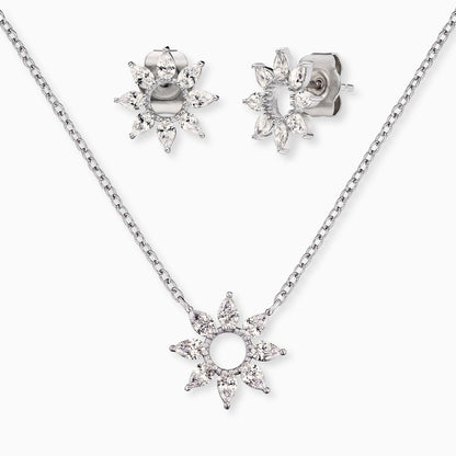 Set 2 flower silver with zirconia