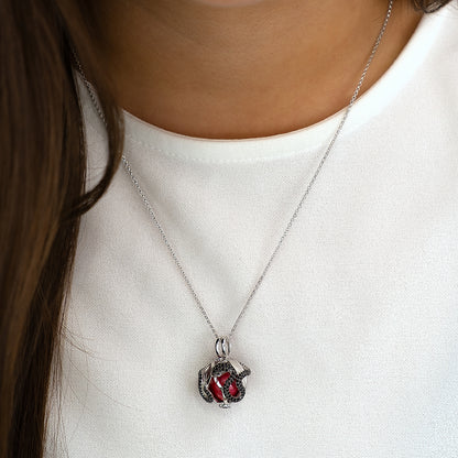 Engelsrufer Damen Silberkette mit roter Klangkugel besetzt mit schwarzem Zirkonia 60+5+5 cm