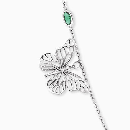 Engelsrufer Damen Silberkette 80 cm mit farbigem Zirkonia, Ginkgo, Libelle und Schmetterling