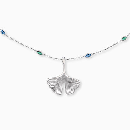 Engelsrufer Damen Silberkette 80 cm mit farbigem Zirkonia, Ginkgo, Libelle und Schmetterling