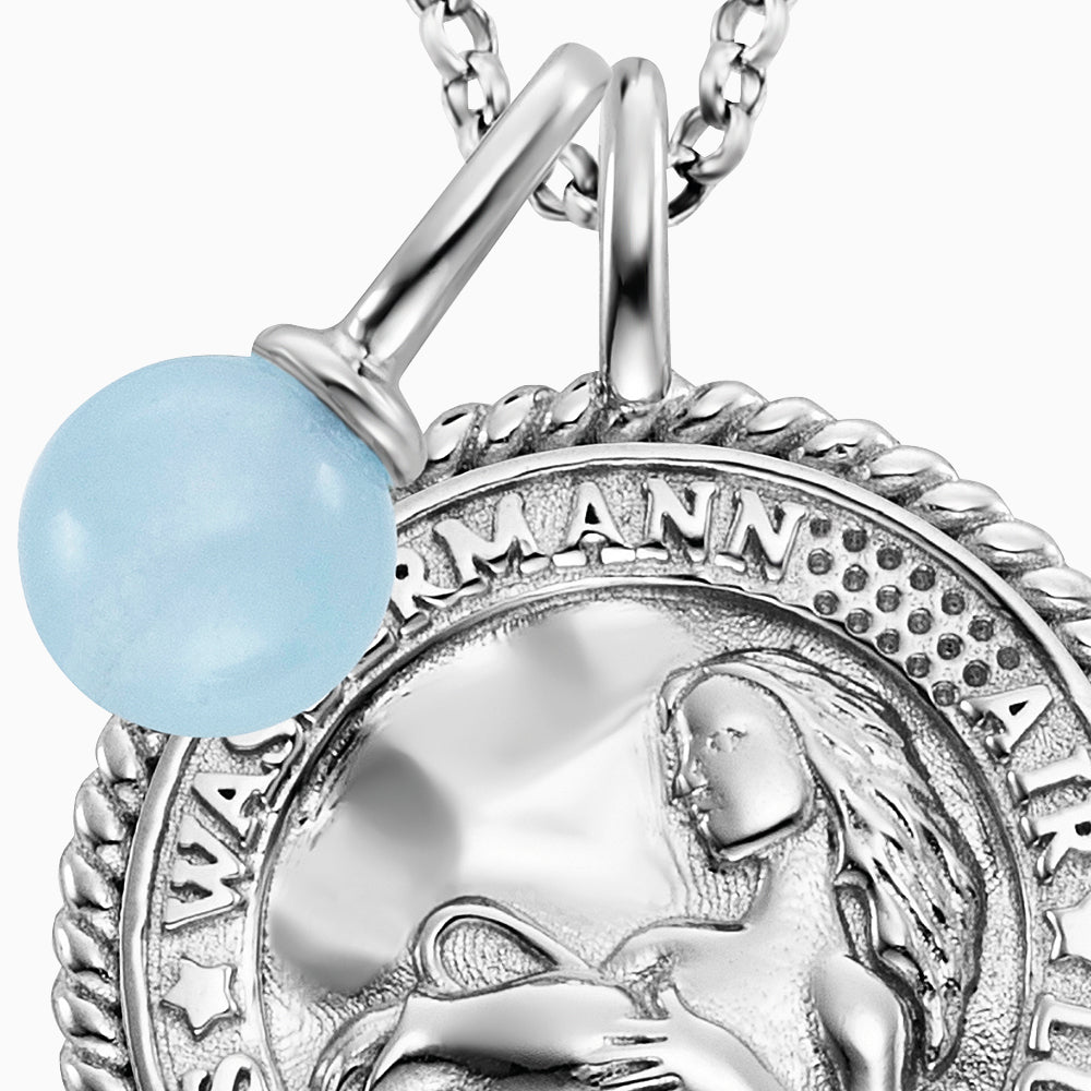 Engelsrufer women's necklace silver with zirconia and blue agate stone for the zodiac sign Aquarius