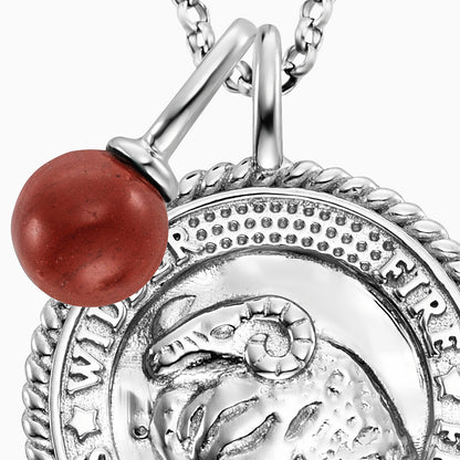 Engelsrufer women's necklace silver with zirconia and red jasper stone for the zodiac sign Aries