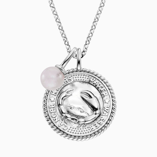 Engelsrufer women's necklace silver with zirconia and rose quartz stone for the zodiac sign Cancer
